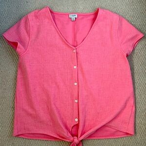 JCREW PINK Short Sleeve Blouse with tie on the front
